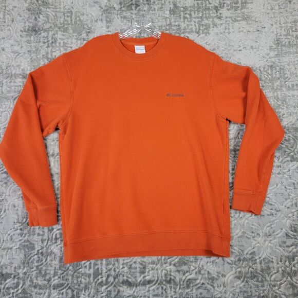 Columbia  Sweatshirt Men's Large Orange Crewneck Pullover Soft Outdoor Casual - Picture 1 of 8